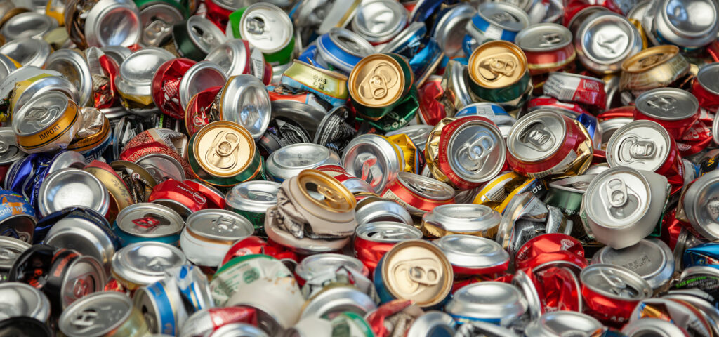 Aluminum cans ready to be recycled