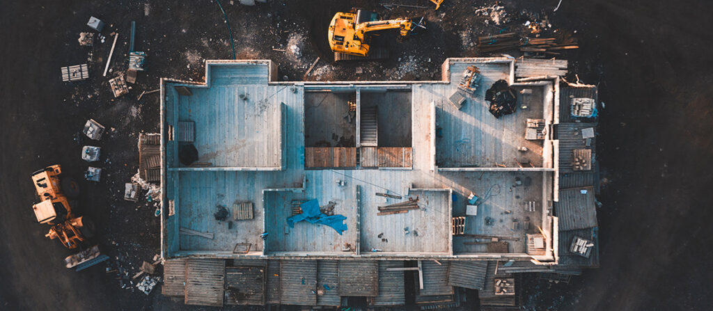 Aerial view of a construction site